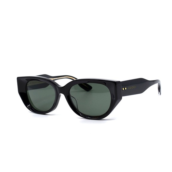 Gucci Black Cat-Eye Sunglasses with Dark Green Lenses - Picture 1 of 10